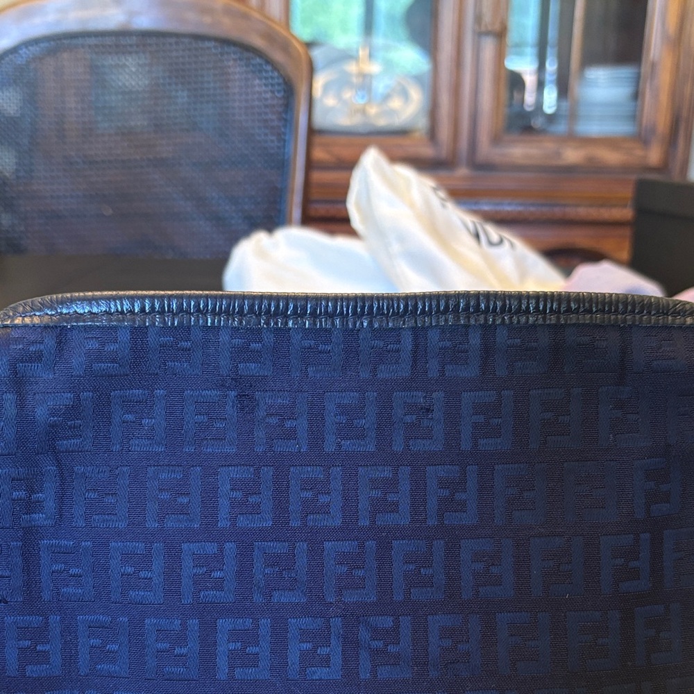Fendi Navy Zucchino Canvas Crossbody with Tonal FF - Picture 8 of 8